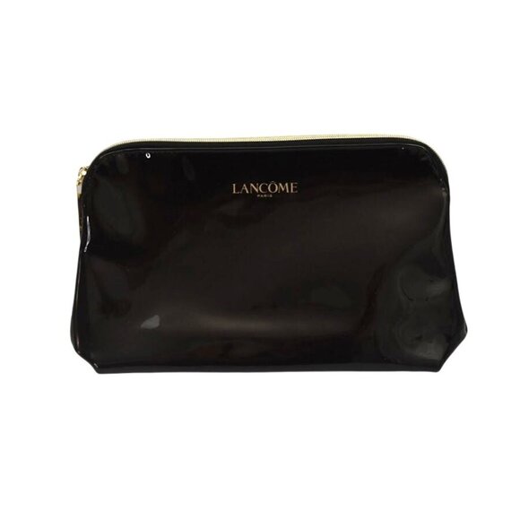 Lancôme Paris Black Patent Makeup Bag Cosmetic Bag With Gold Zipper - Picture 1 of 4